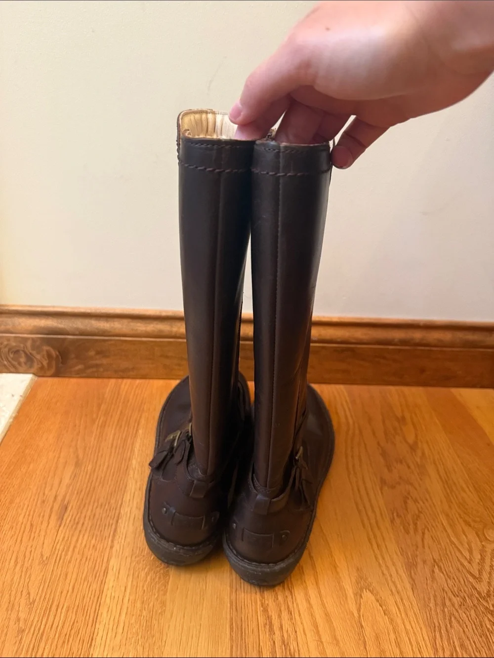 UGG Australia Riding Boots Rosen Brown Leather Wool Lined Side Zip Women Size 10